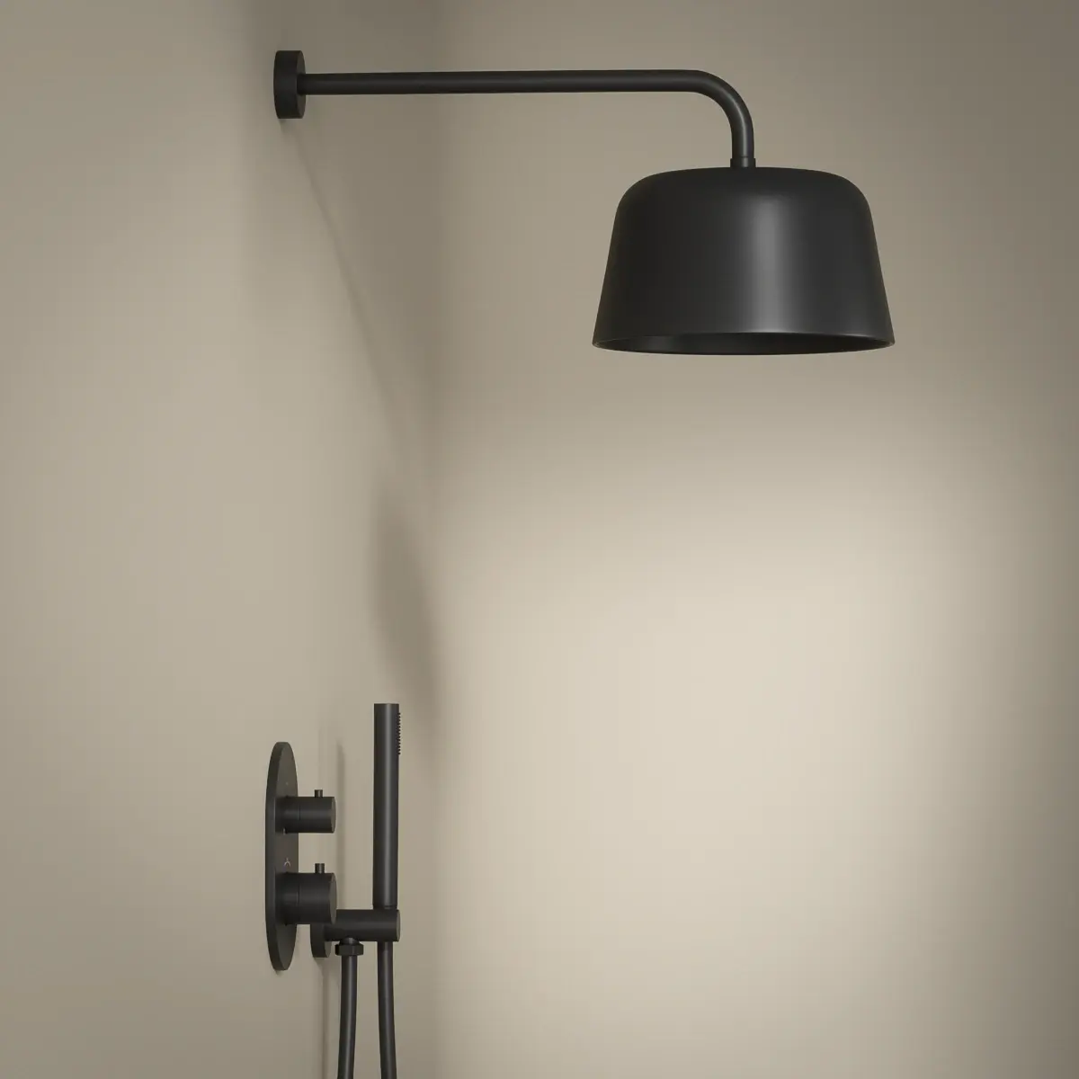 Composition mitigeur de douche encastrée avec pomme cloche noir brossé, Châtelet