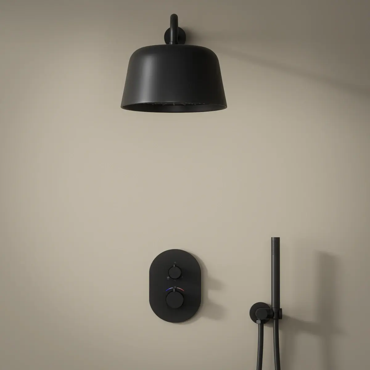 Composition mitigeur de douche encastrée avec pomme cloche noir brossé, Châtelet