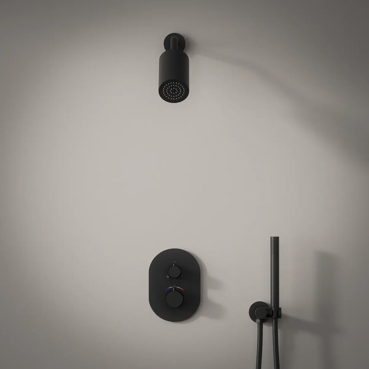 Douche thermostatique, douche épaule, noir, Châtelet