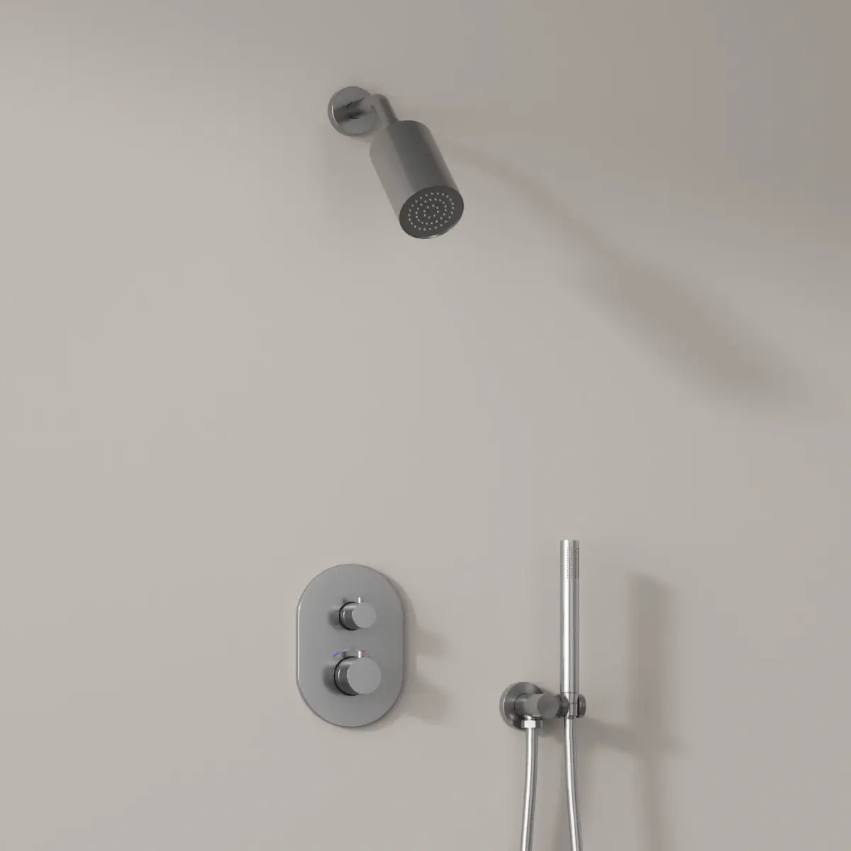 Douche thermostatique, douche épaule, inox brossé Châtelet
