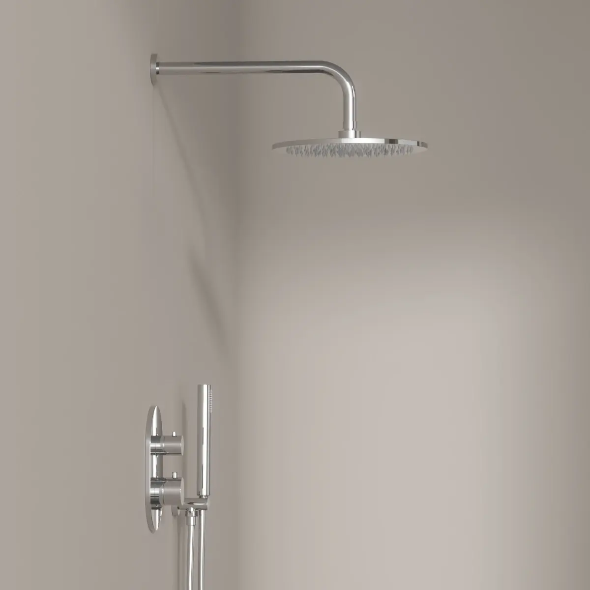 Composition mitigeur de douche thermostatique encastré chromé, Châtelet