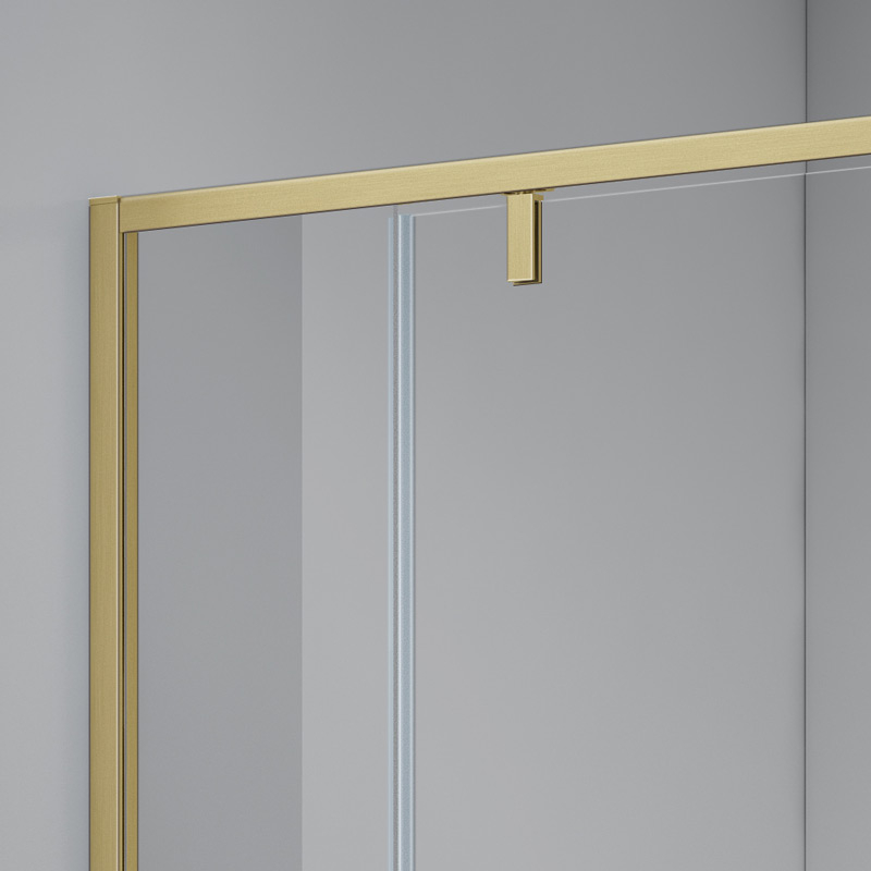Cabine de douche pivotante + fixe, Sur mesure de 93 à 165,4 cm, Doré Brossé, Arena