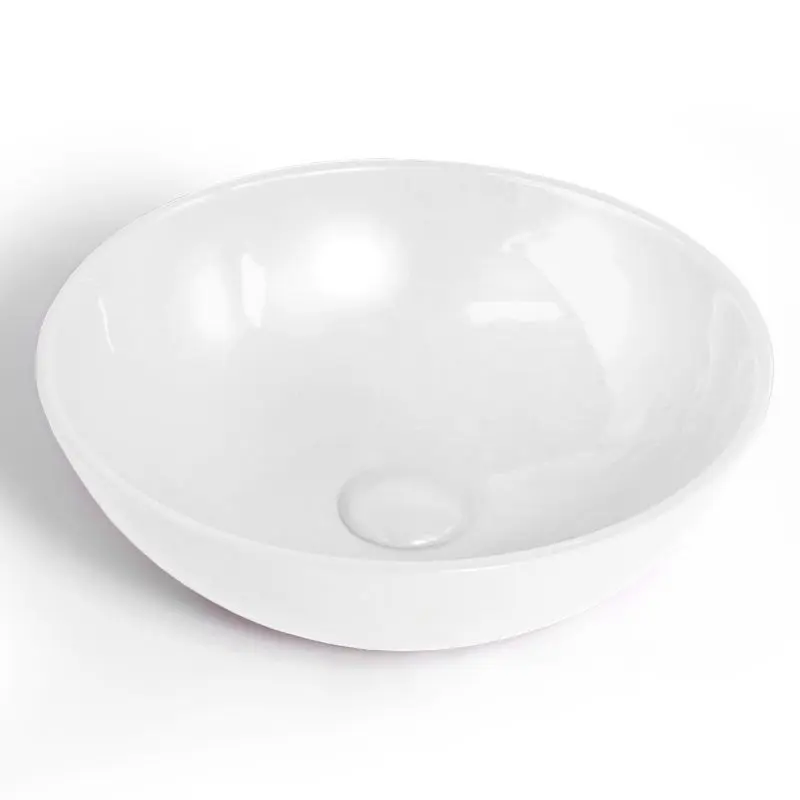 Vasque à poser Ø47,5 cm ronde, céramique de Desvres, blanc brillant  made in France