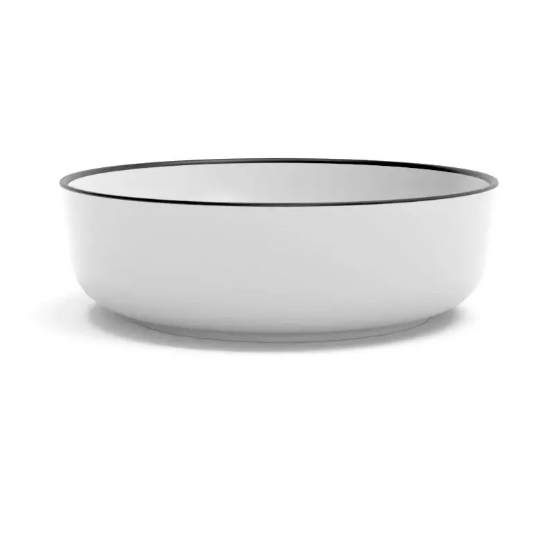 Vasque à poser Ø41,5 cm céramique, Blanc mat avec liseré noir, Line 