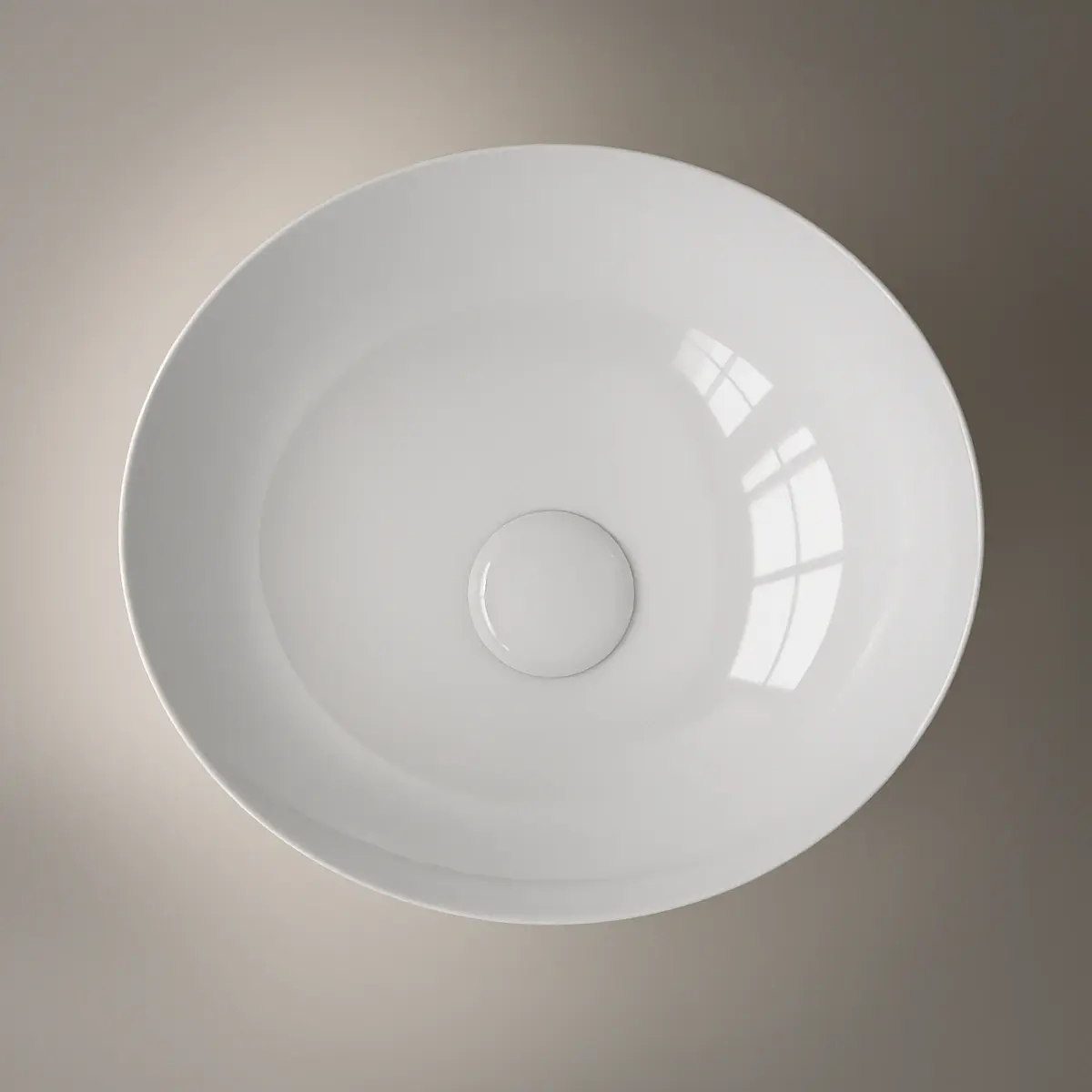 Vasque à poser ronde 41 x 37 cm, céramique, blanche, Porcelaine de Paris