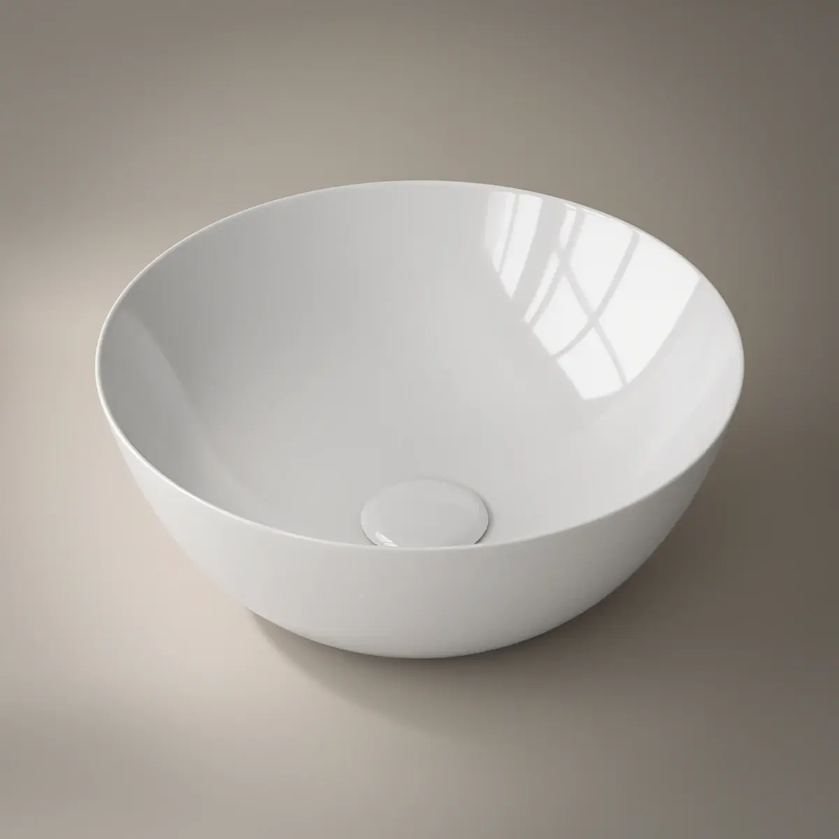 Vasque à poser ronde 41 x 37 cm, céramique, blanche, Porcelaine de Paris