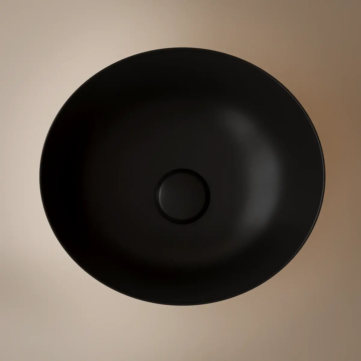 Vasque à poser ronde 41 x 37 cm noir mat, céramique, Porcelaine de Paris