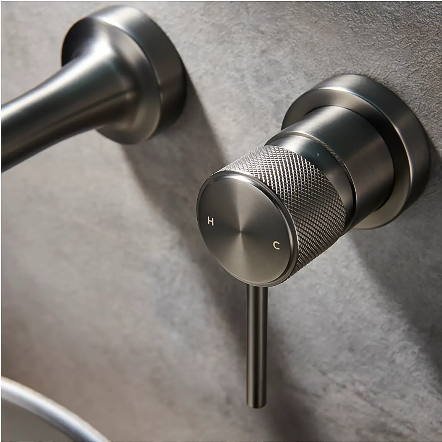 Robinet mitigeur lavabo mural encastré Gun métal, Bruma