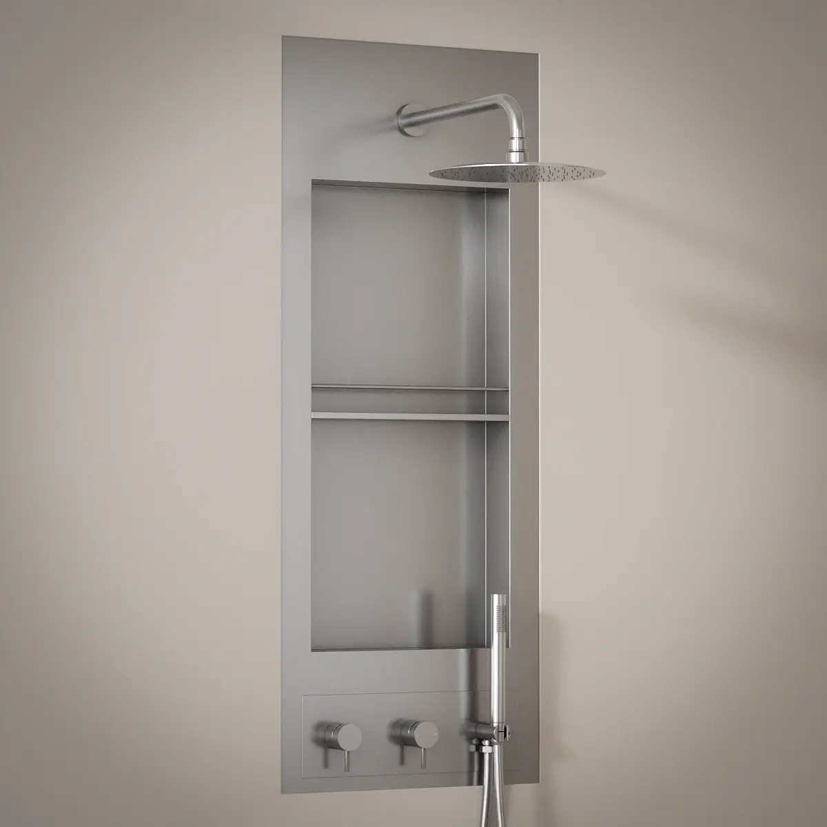 Douche Encastrée avec Niche, Inox Brossé, Châtelet 
