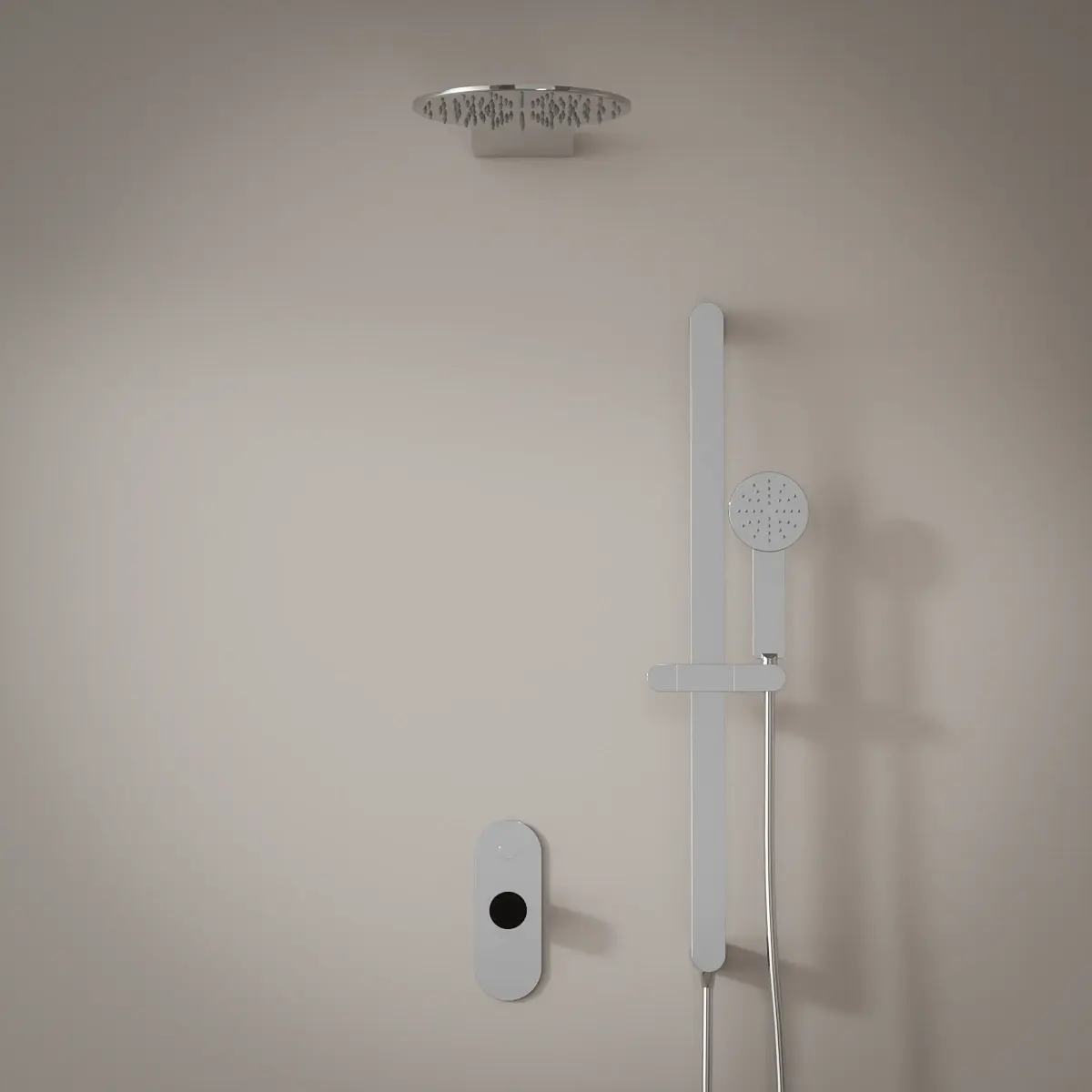 Composition mitigeur douche, chromé, manette personnalisable, Flow Round