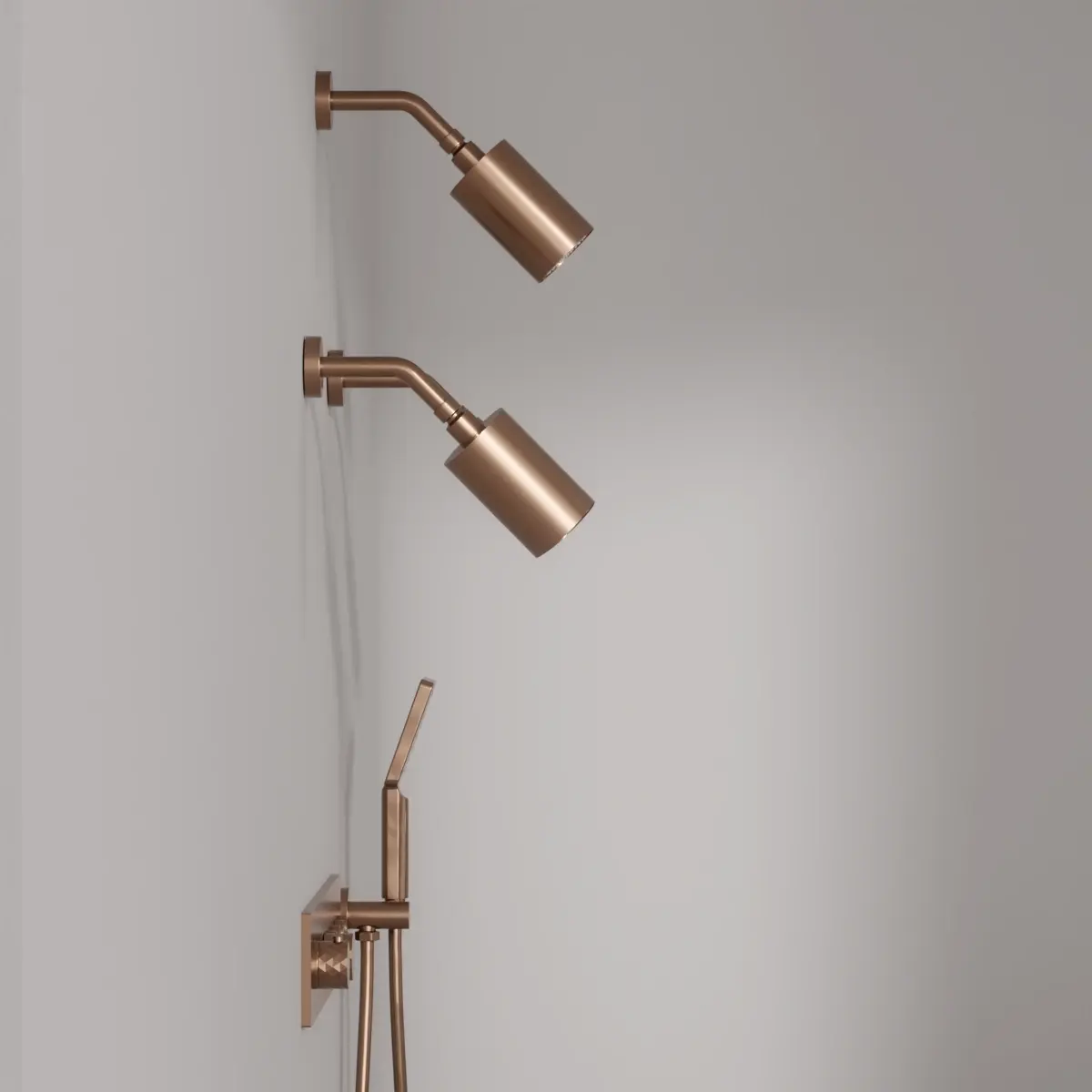 Douche thermostatique, 3 douches épaules hydromassantes, doré rose brossé, Châtelet