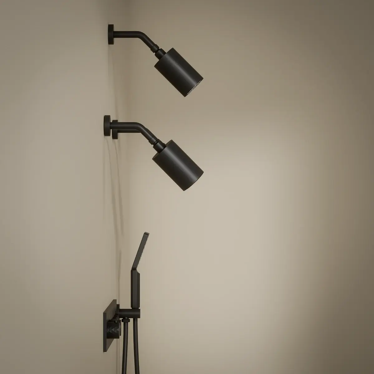 Douche thermostatique, 3 douches épaules hydromassantes, noir, Châtelet