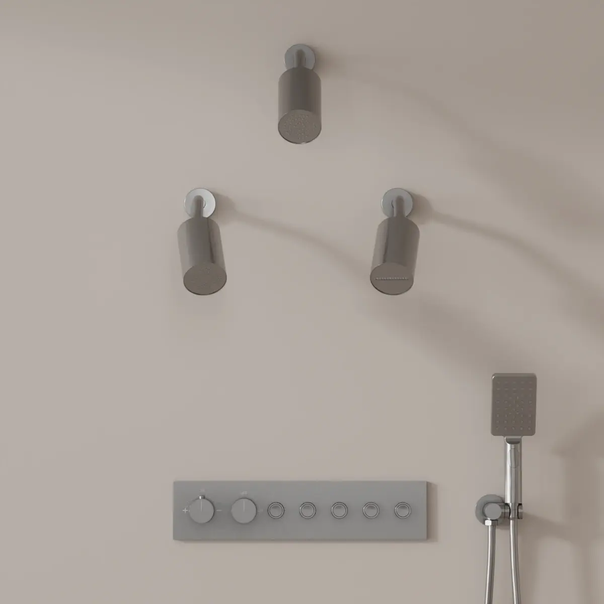 Douche thermostatique, 3 douches épaules hydromassantes, inox brossé Châtelet