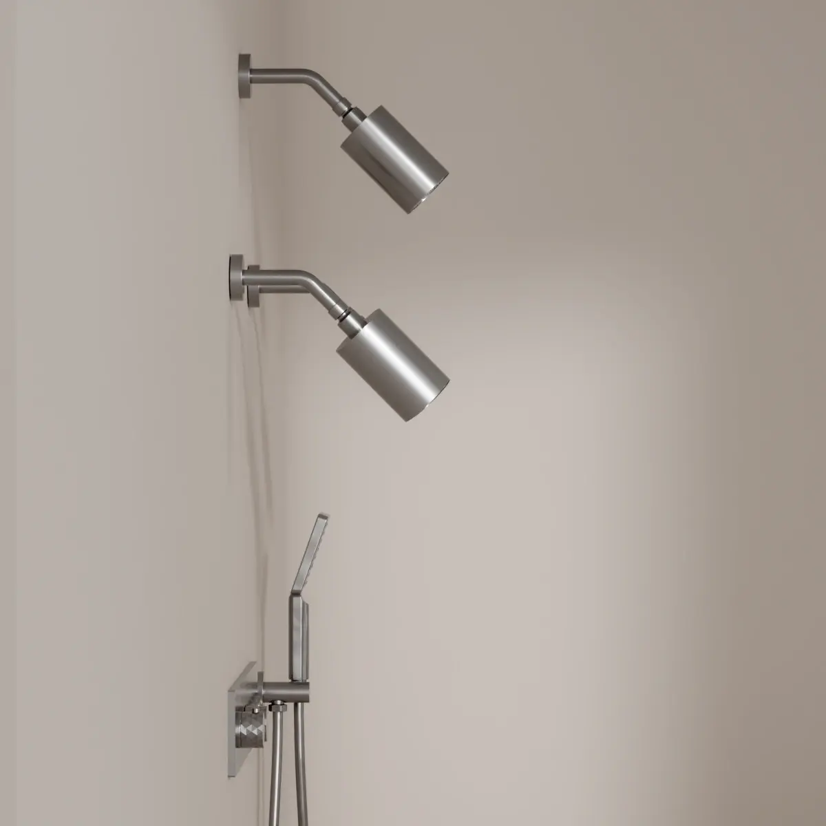 Douche thermostatique, 3 douches épaules hydromassantes, inox brossé Châtelet