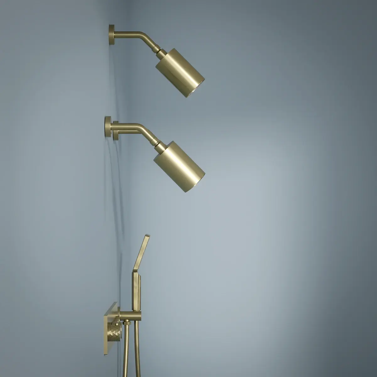 Douche thermostatique, 3 douches épaules hydromassantes, doré brossé, Châtelet