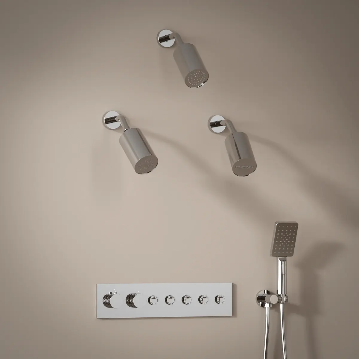 Douche thermostatique, 3 douches épaules hydromassantes, chromé Châtelet