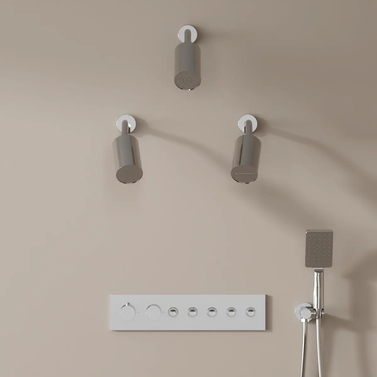 Douche thermostatique, 3 douches épaules hydromassantes, chromé Châtelet