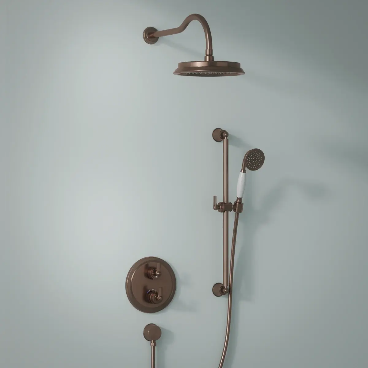 Composition thermostatique de douche à encastrer traité Cuivre avec barre de douche, Liberty 