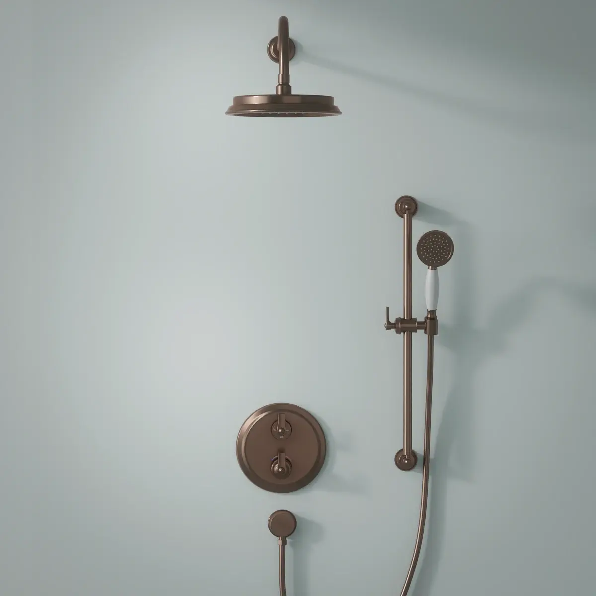 Composition thermostatique de douche à encastrer traité Cuivre avec barre de douche, Liberty 