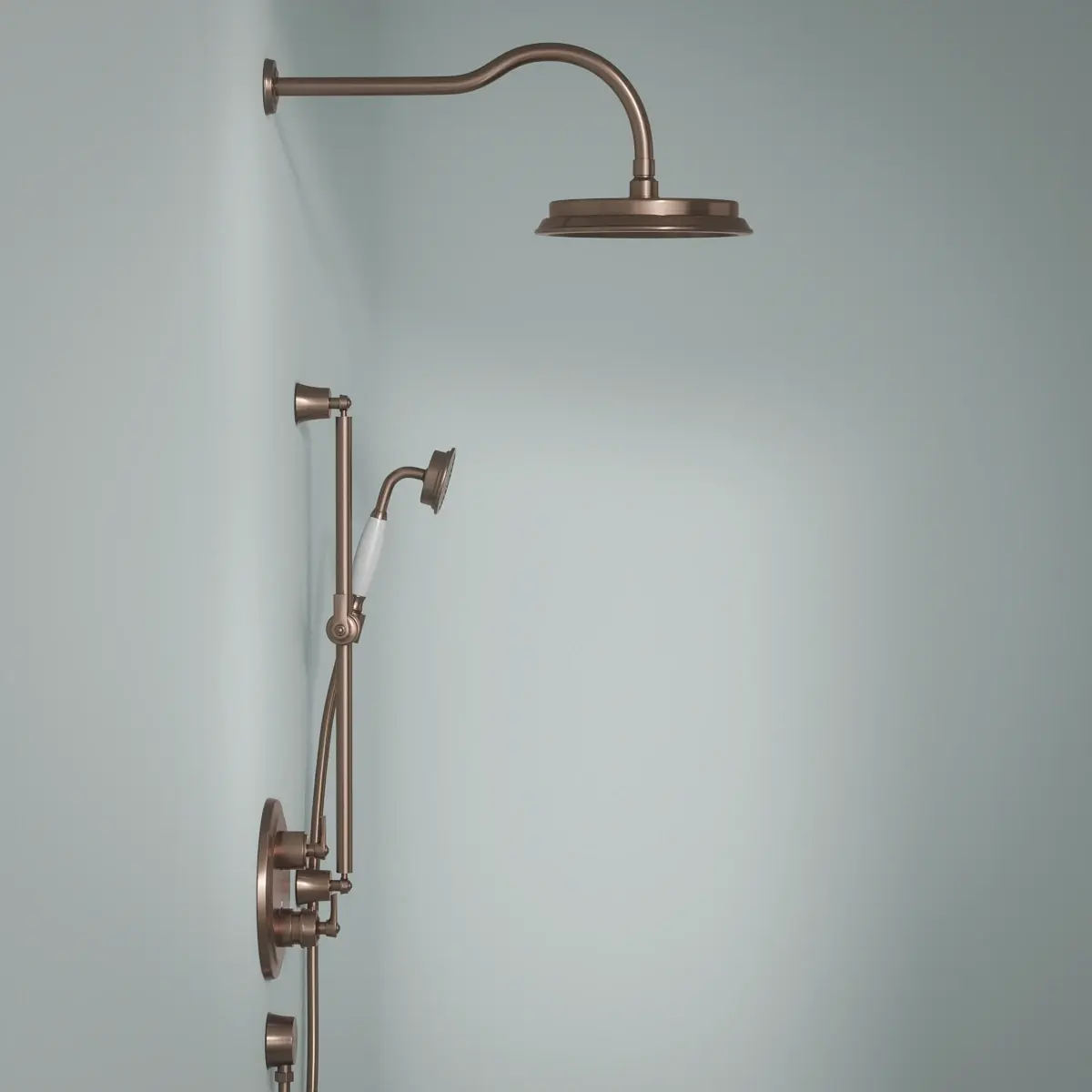 Composition thermostatique de douche à encastrer traité Cuivre avec barre de douche, Liberty 