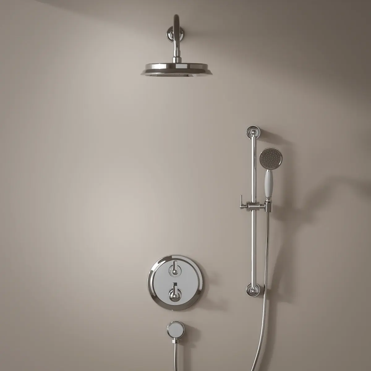 Composition thermostatique de douche encastré avec barre de douche, Chrome, Liberty 