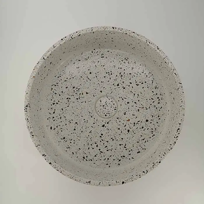 Vasque béton ronde, Ø39 cm, terrazzo, T6