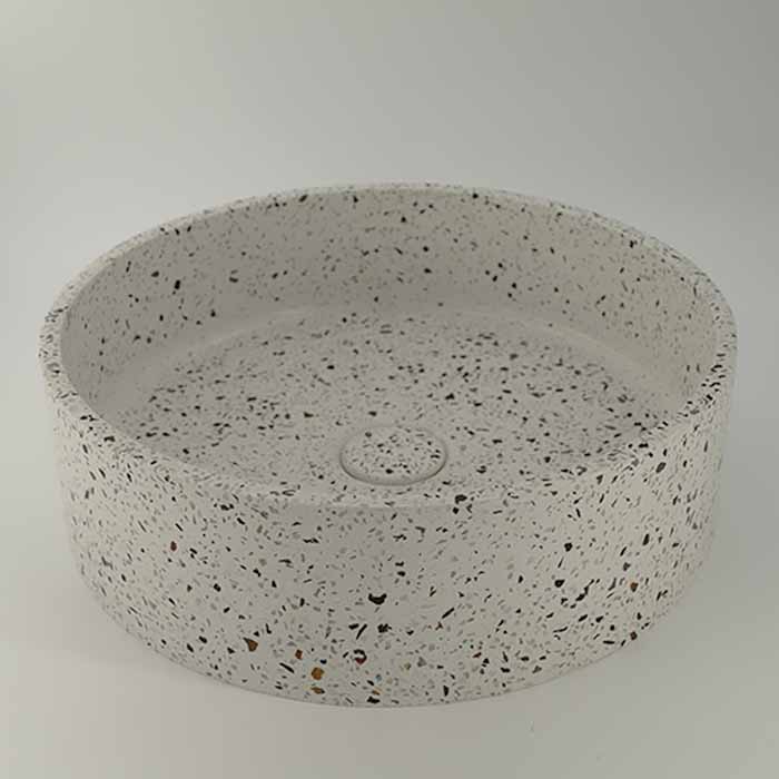 Vasque béton ronde, Ø39 cm, terrazzo, T6