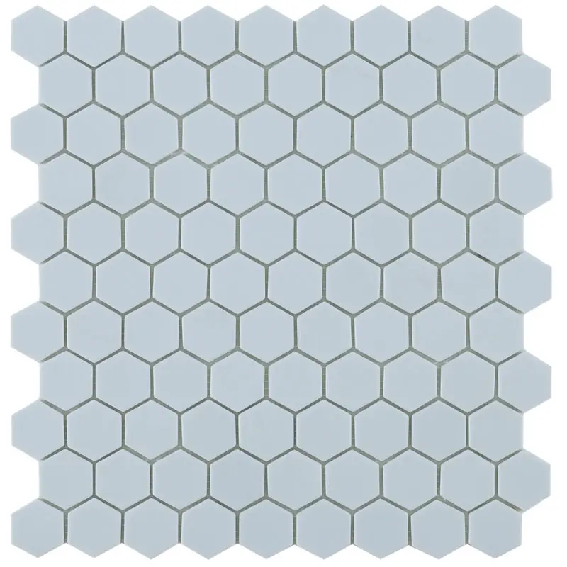 Mosaïque héxagonale verre recyclé bleu clair, décor ou uni, 31x32 cm, Nordic matt light blue