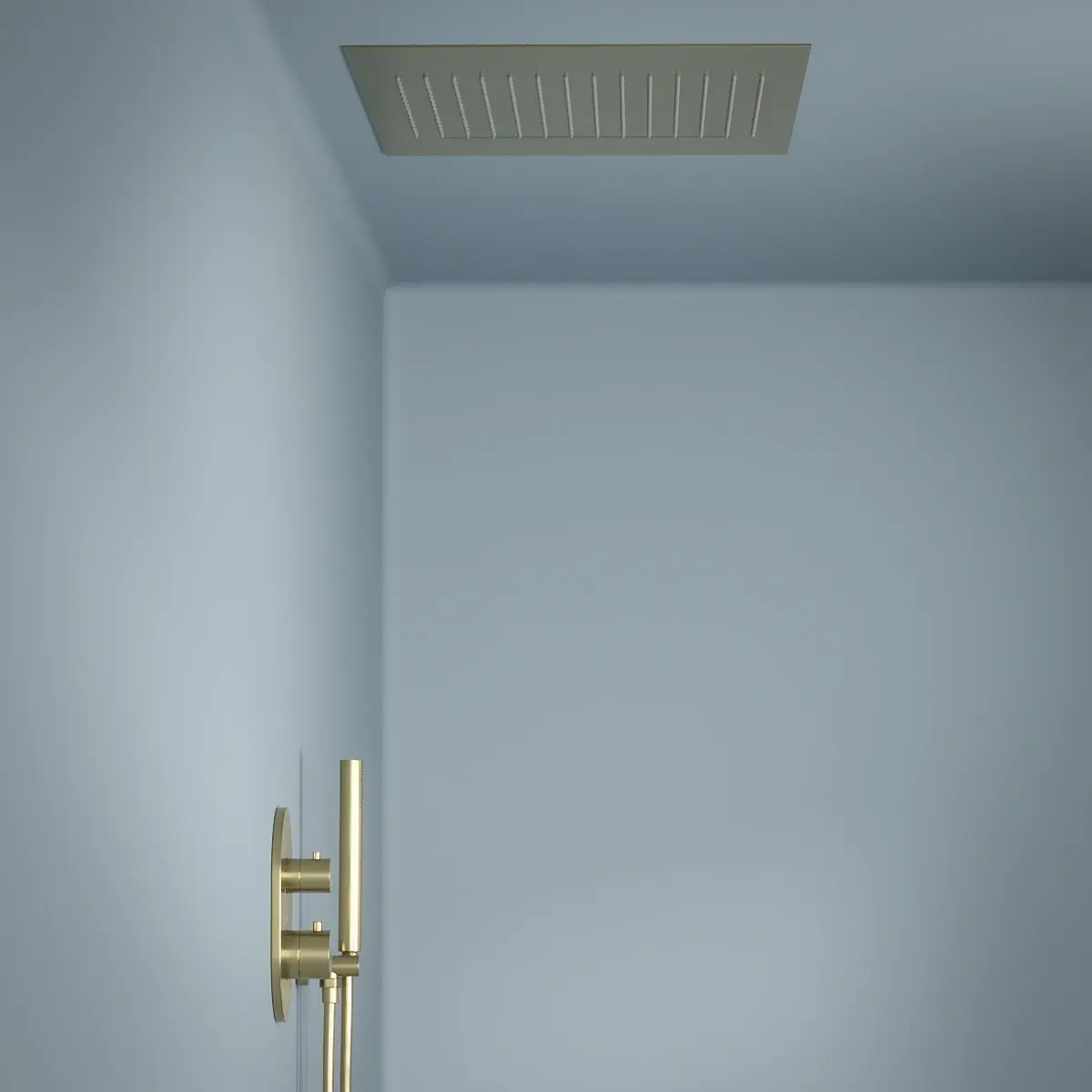 Composition de douche thermostatique avec ciel de pluie encastré doré brossé, Châtelet