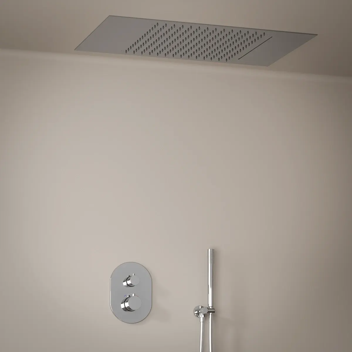 Composition de douche thermostatique avec ciel de pluie encastré chromé, Châtelet