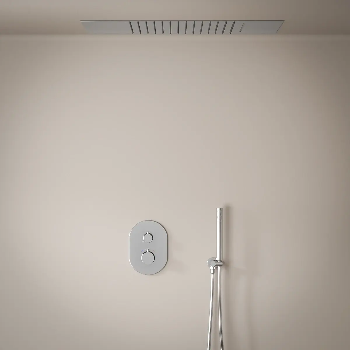 Composition de douche thermostatique avec ciel de pluie encastré chromé, Châtelet