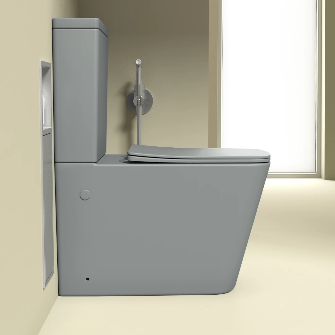 WC à poser, 64x38x83 cm, Gris clair mat, Flavio