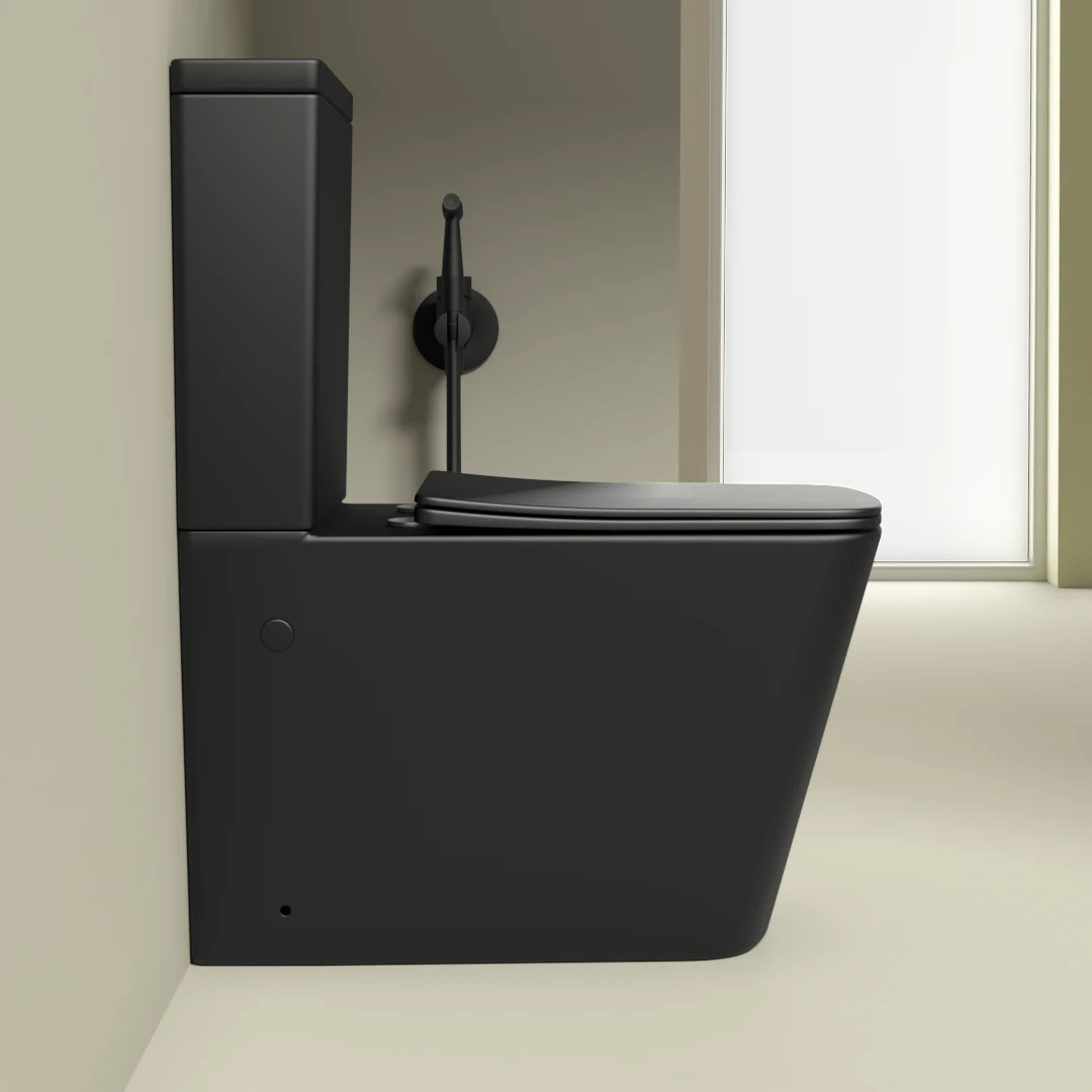 WC à poser, 64x38x83 cm, Noir mat, Flavio