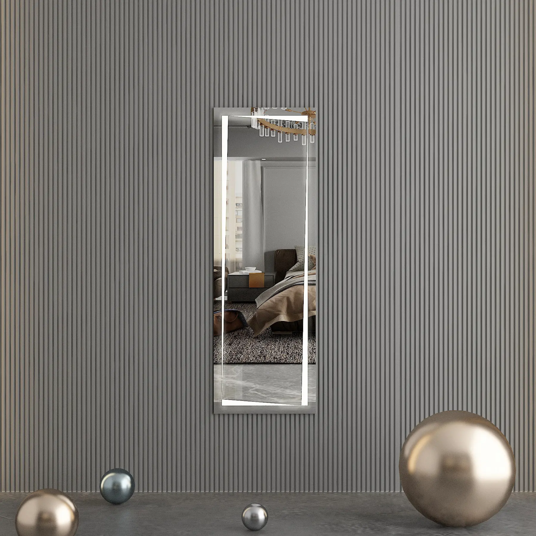 Miroir lumineux LED en pied, 50x150 cm, Dress