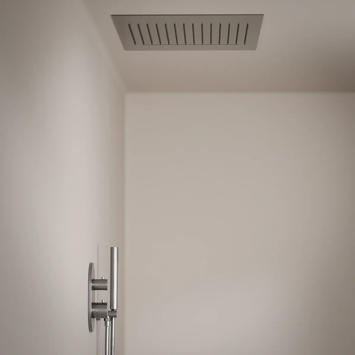 Composition de douche thermostatique avec ciel de pluie encastré inox brossé, Châtelet