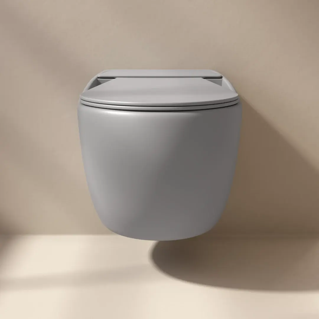 WC suspendu, gris clair mat + abattant slim, Globo