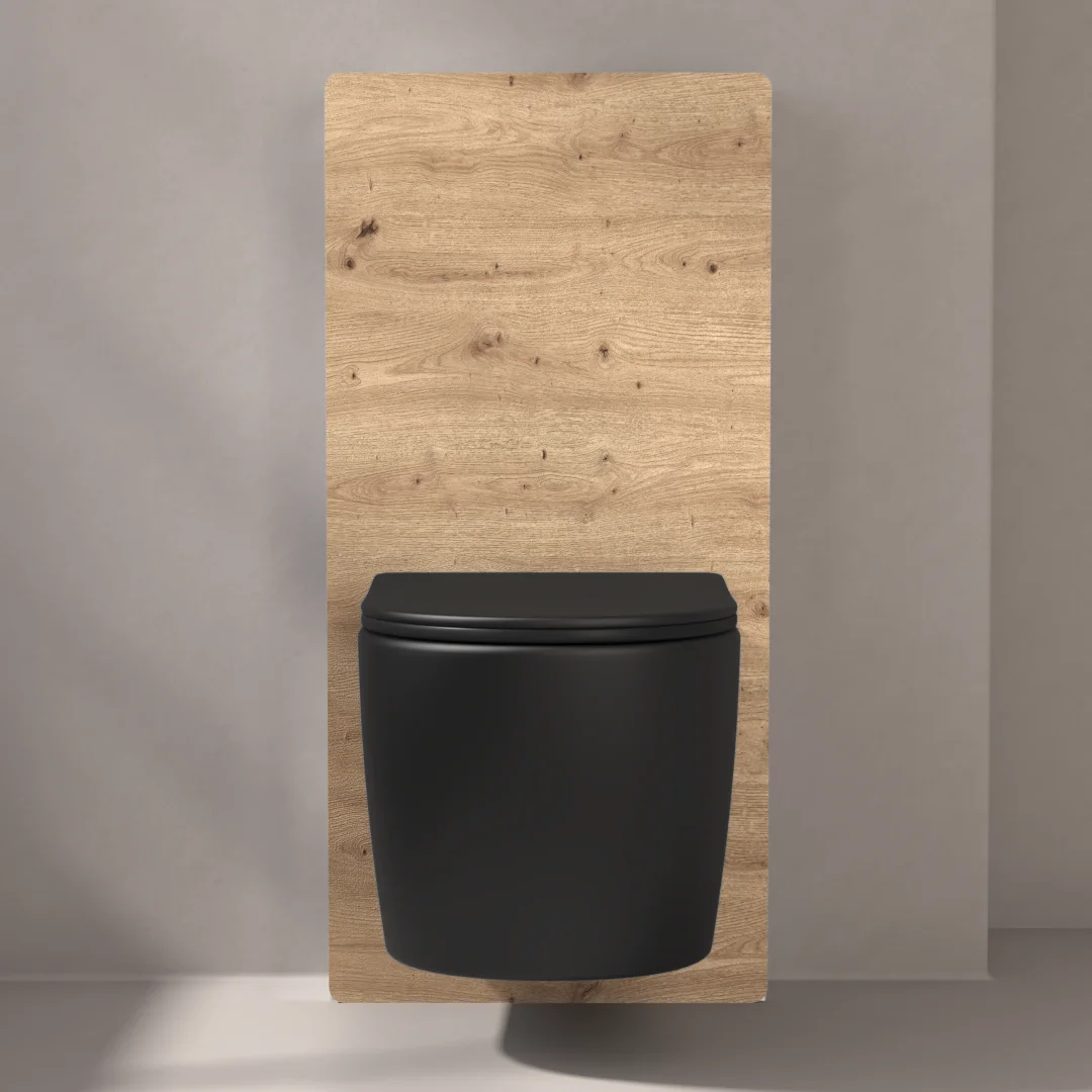 Bâti autoportant bois Amazonia Elo + Capteur + WC suspendu noir mat, Celia
