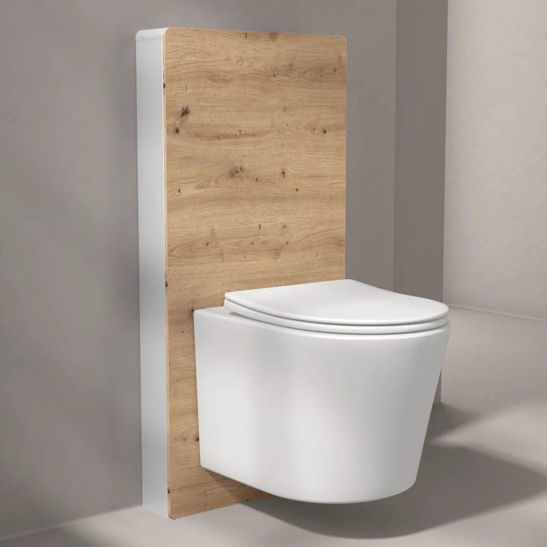 Bâti autoportant bois Amazonia Elo + Capteur + WC suspendu blanc mat, Flavia