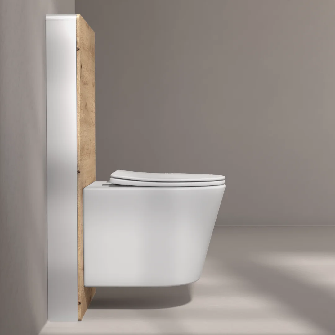 Bâti autoportant bois Amazonia Elo + Capteur + WC suspendu blanc mat, Flavia