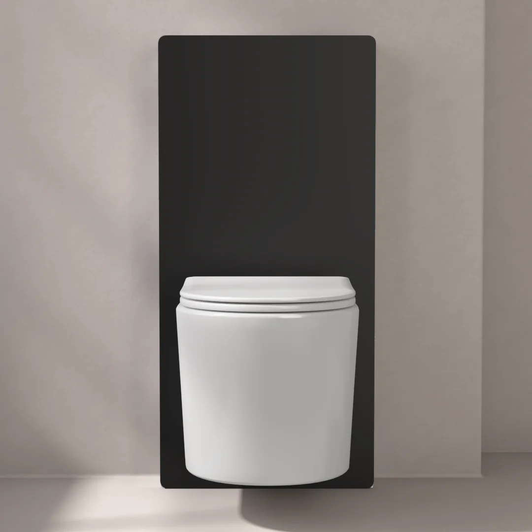 Bâti autoportant noir Elo + Capteur + WC suspendu blanc brillant, Flavia