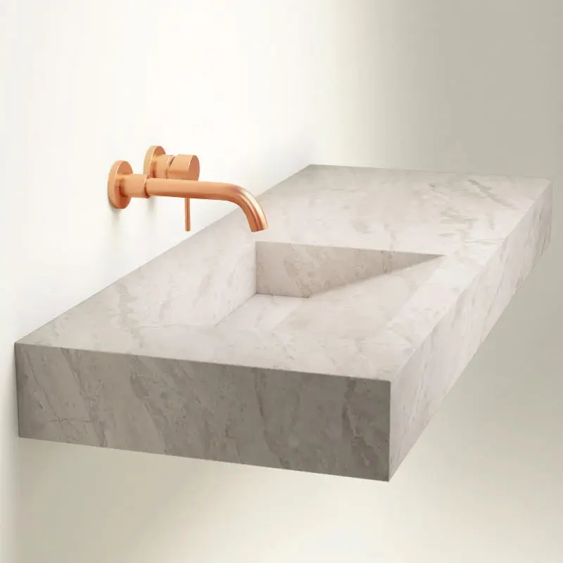 Plan Vasque, 121x46x12, Marbre Cappucino, Lake