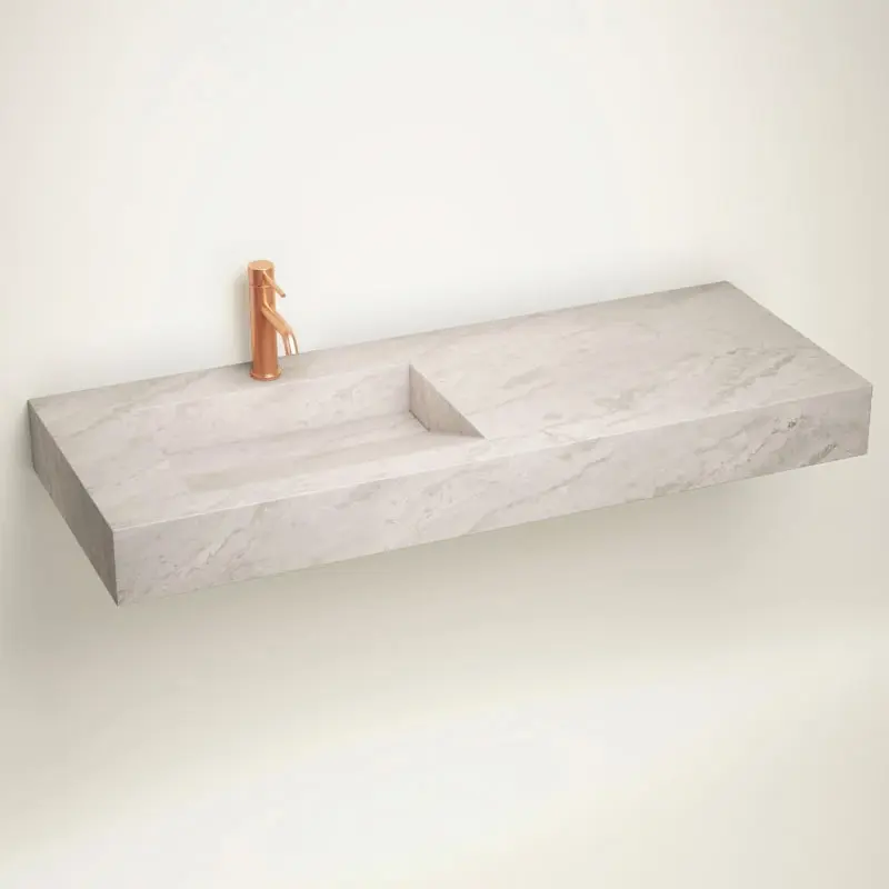 Plan Vasque, 121x46x12, Marbre Cappucino, Lake