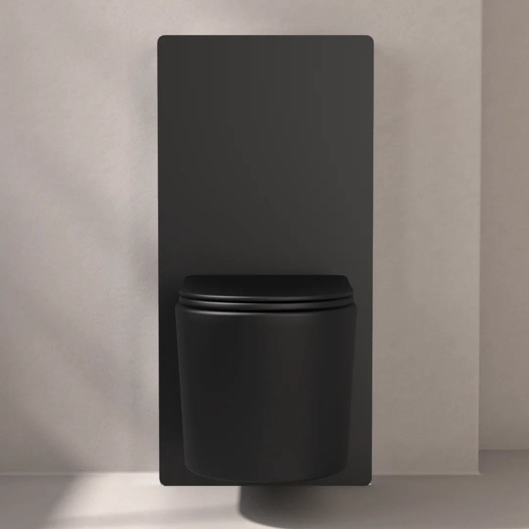 Bâti autoportant noir Elo + Capteur + WC suspendu noir mat, Flavia