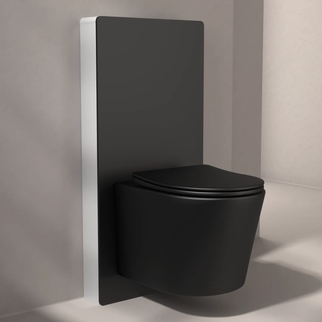 Bâti autoportant noir Elo + Capteur + WC suspendu noir mat, Flavia