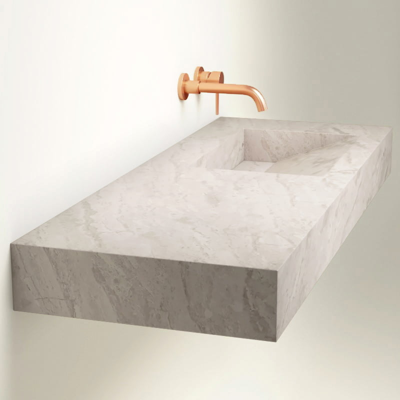 Plan Vasque, 121x46x12, Marbre Cappucino, Lake