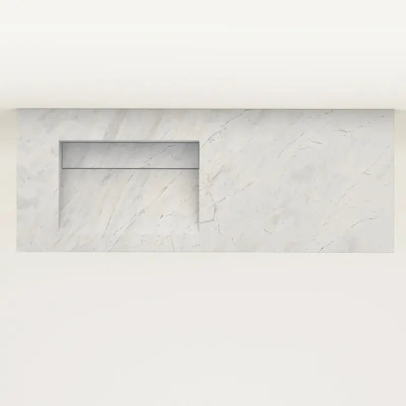 Plan Vasque Gauche, 121x46x12, Marbre Elba White, Lake