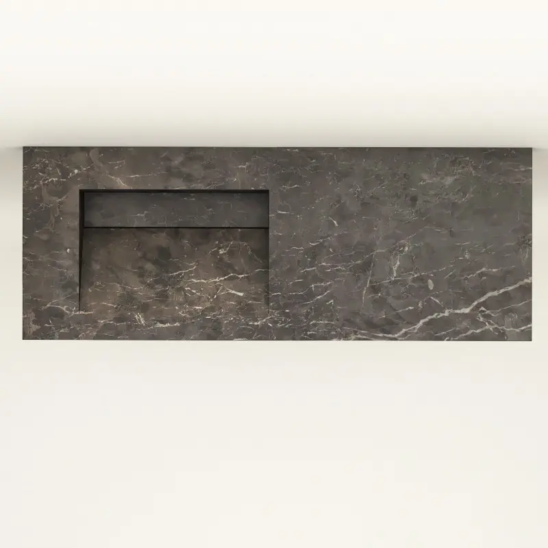 Plan Vasque Gauche, 121x46x12, Marbre Turk Grey, Lake