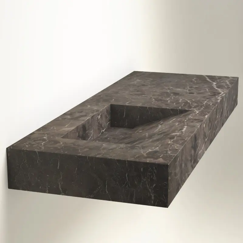 Plan Vasque Gauche, 121x46x12, Marbre Turk Grey, Lake