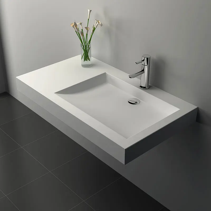 Lavabo suspendu 81 x 45,5 cm, droite ou gauche, matière composite, Mineral