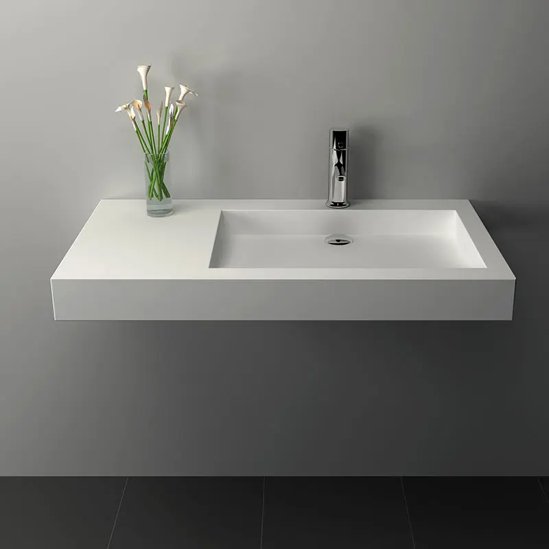 Lavabo suspendu 81 x 45,5 cm, droite ou gauche, matière composite, Mineral
